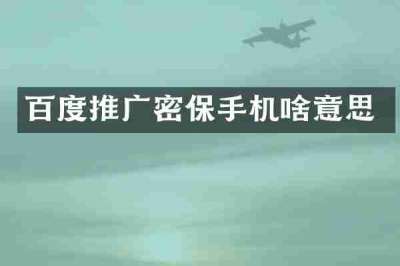 百度推广密保手机啥意思