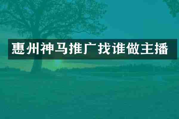 惠州神马推广找谁做主播