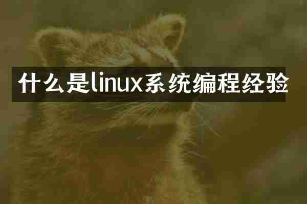 什么是linux系统编程经验