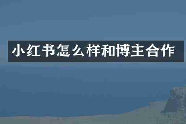小红书怎么样和博主合作