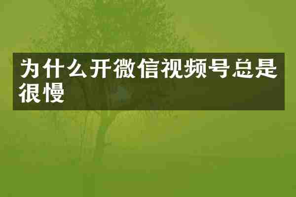 为什么开微信视频号总是很慢