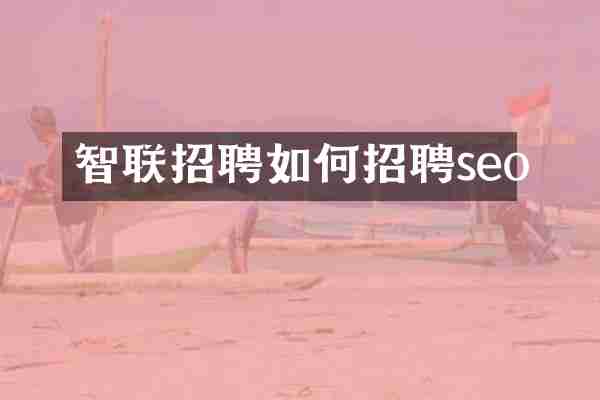 智联招聘如何招聘seo