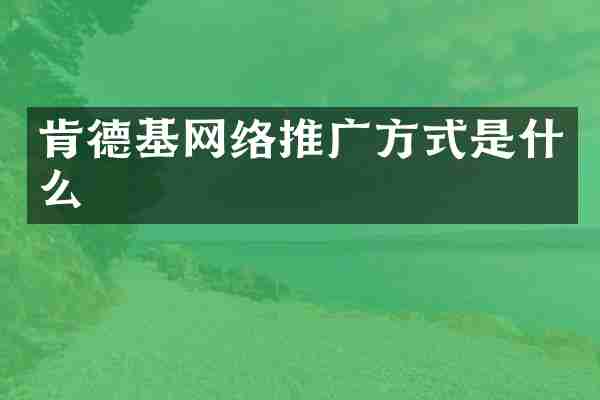 肯德基网络推广方式是什么