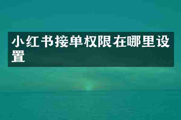小红书接单权限在哪里设置