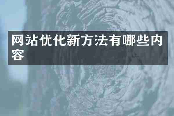 网站优化新方法有哪些内容