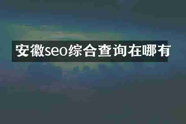 安徽seo综合查询在哪有