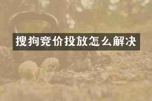 搜狗竞价投放怎么解决