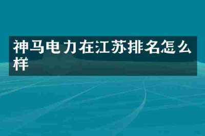 神马电力在江苏排名怎么样