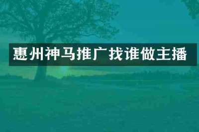 惠州神马推广找谁做主播