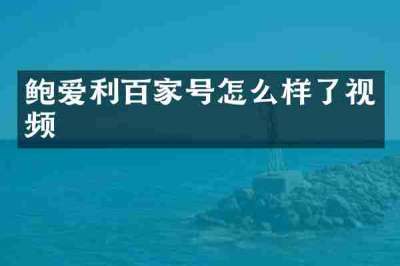 鲍爱利百家号怎么样了视频