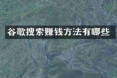 谷歌搜索赚钱方法有哪些