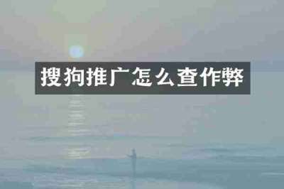 搜狗推广怎么查作弊