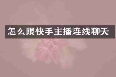 怎么跟快手主播连线聊天