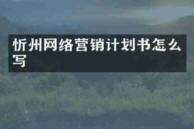忻州网络营销计划书怎么写