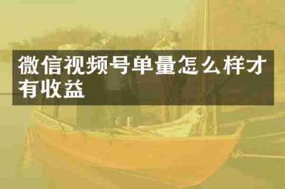 微信视频号单量怎么样才有收益