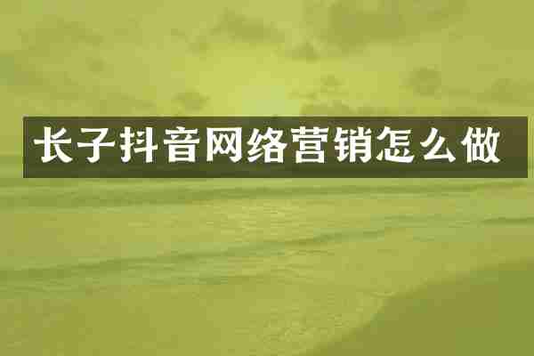 长子抖音网络营销怎么做