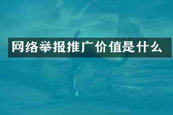 网络举报推广价值是什么