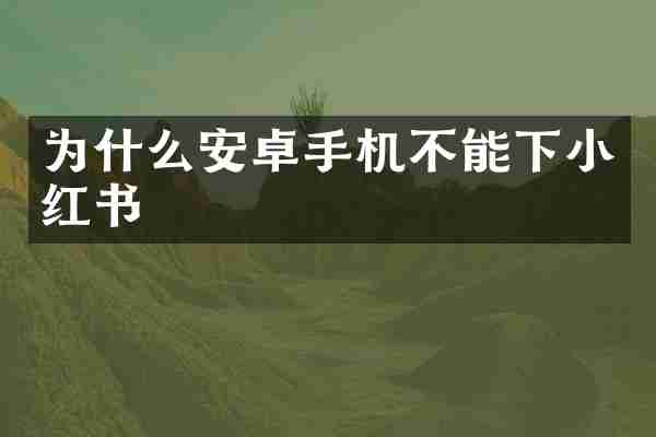 为什么安卓手机不能下小红书