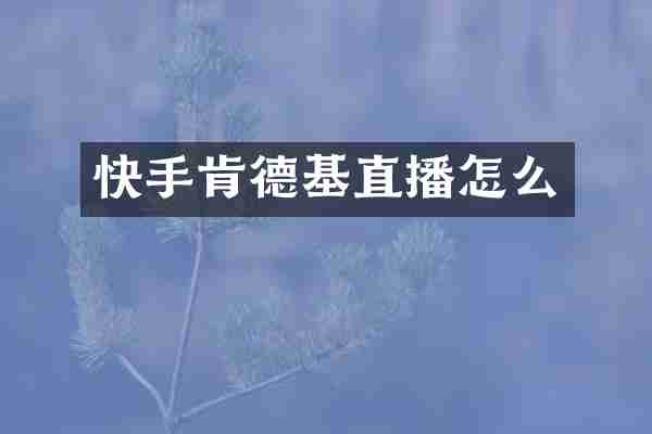快手肯德基直播怎么