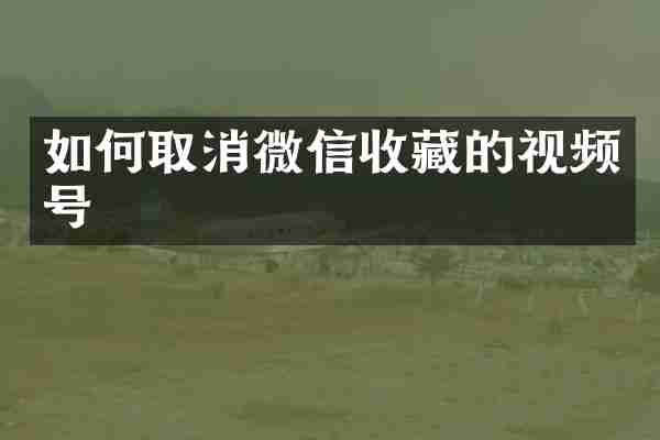 如何取消微信收藏的视频号
