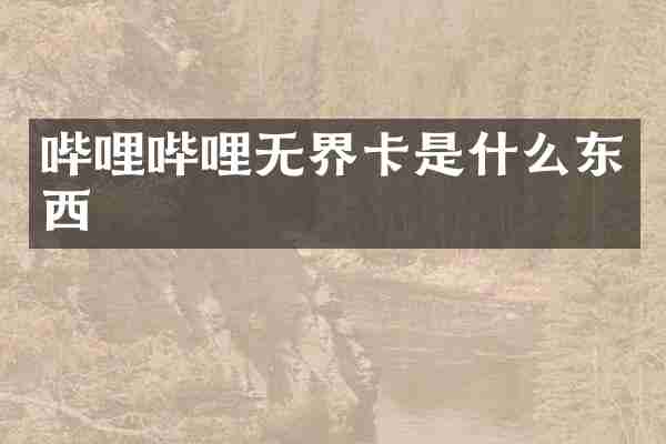 哔哩哔哩无界卡是什么东西