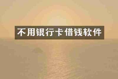 不用银行卡借钱软件
