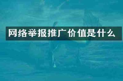 网络举报推广价值是什么