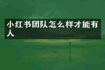 小红书团队怎么样才能有人