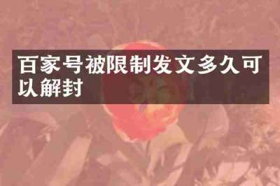 百家号被限制发文多久可以解封