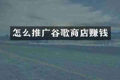 怎么推广谷歌商店赚钱
