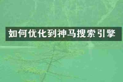 如何优化到神马搜索引擎