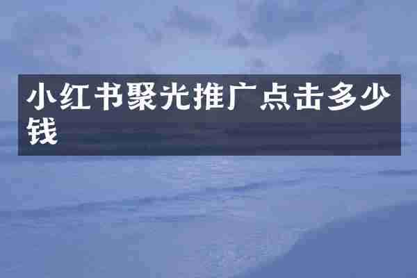 小红书聚光推广点击多少钱