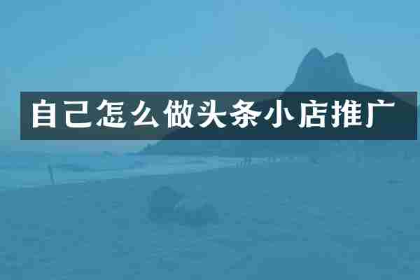 自己怎么做头条小店推广