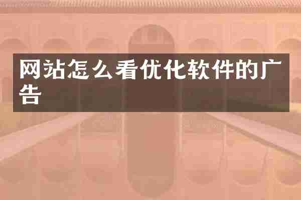 网站怎么看优化软件的广告