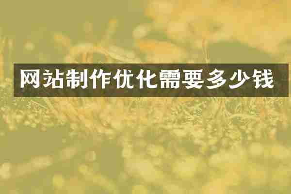 网站制作优化需要多少钱