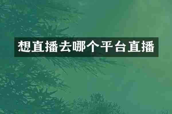 想直播去哪个平台直播