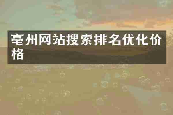 亳州网站搜索排名优化价格