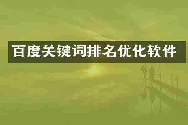 百度关键词排名优化软件