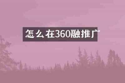 怎么在360融推广