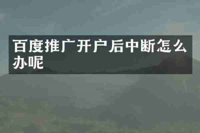 百度推广开户后中断怎么办呢