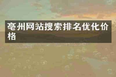 亳州网站搜索排名优化价格