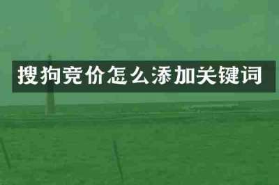搜狗竞价怎么添加关键词