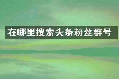 在哪里搜索头条粉丝群号