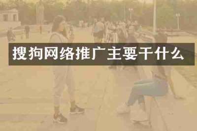 搜狗网络推广主要干什么