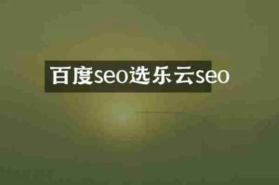 百度seo选乐云seo
