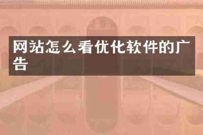网站怎么看优化软件的广告