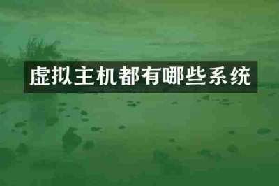 虚拟主机都有哪些系统