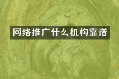网络推广什么机构靠谱