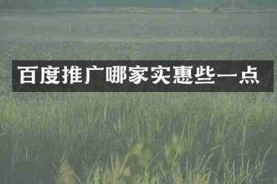百度推广哪家实惠些一点