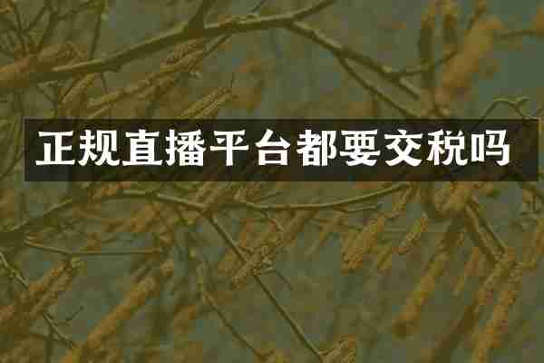 正规直播平台都要交税吗